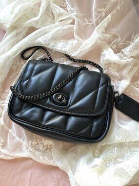Coach Black Leather Pillow Madison Shoulder Crossbody Bag Quilting Full Size